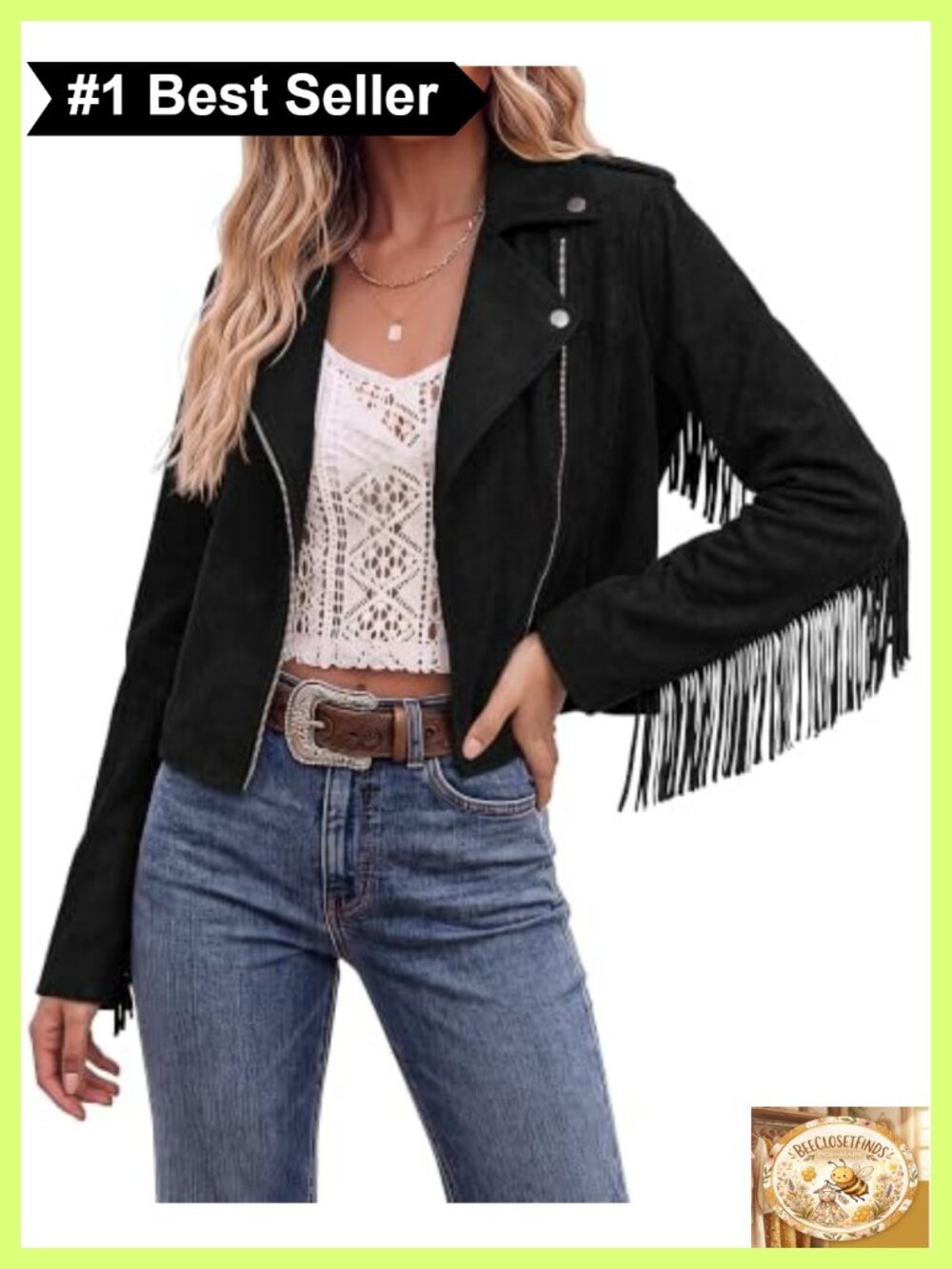 Faux Suede Fringe Cropped Moto Jacket Western Style Asymmetric Zip